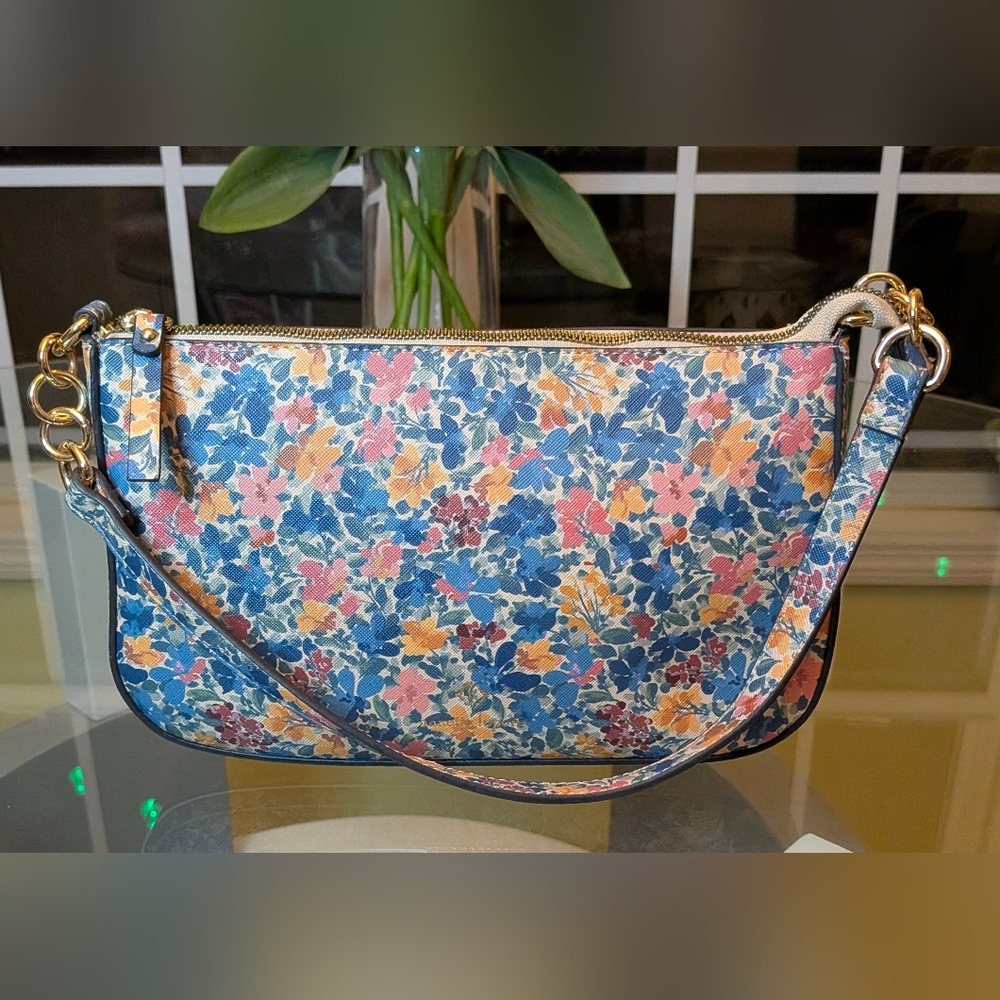 Nanette Lepore Blue and Pink Floral Crossbody Bag